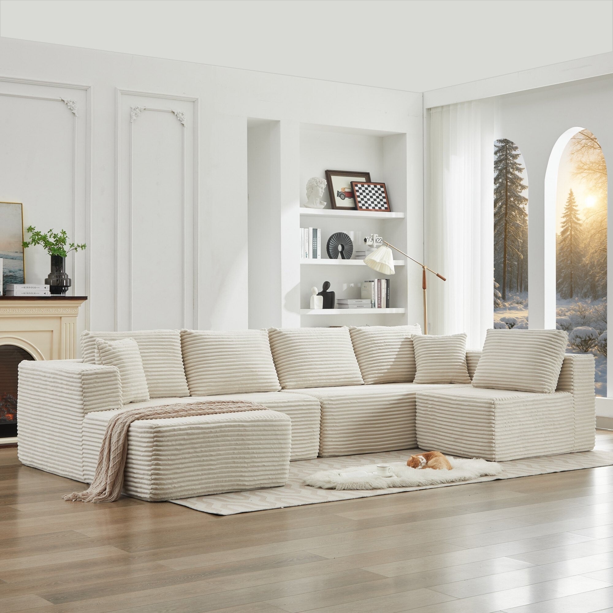 Canapé sectionnel Cloud 106 en L avec méridienne orientée vers la gauche, canapé modulaire moderne à assise profonde pour salon, aucun assemblage requis