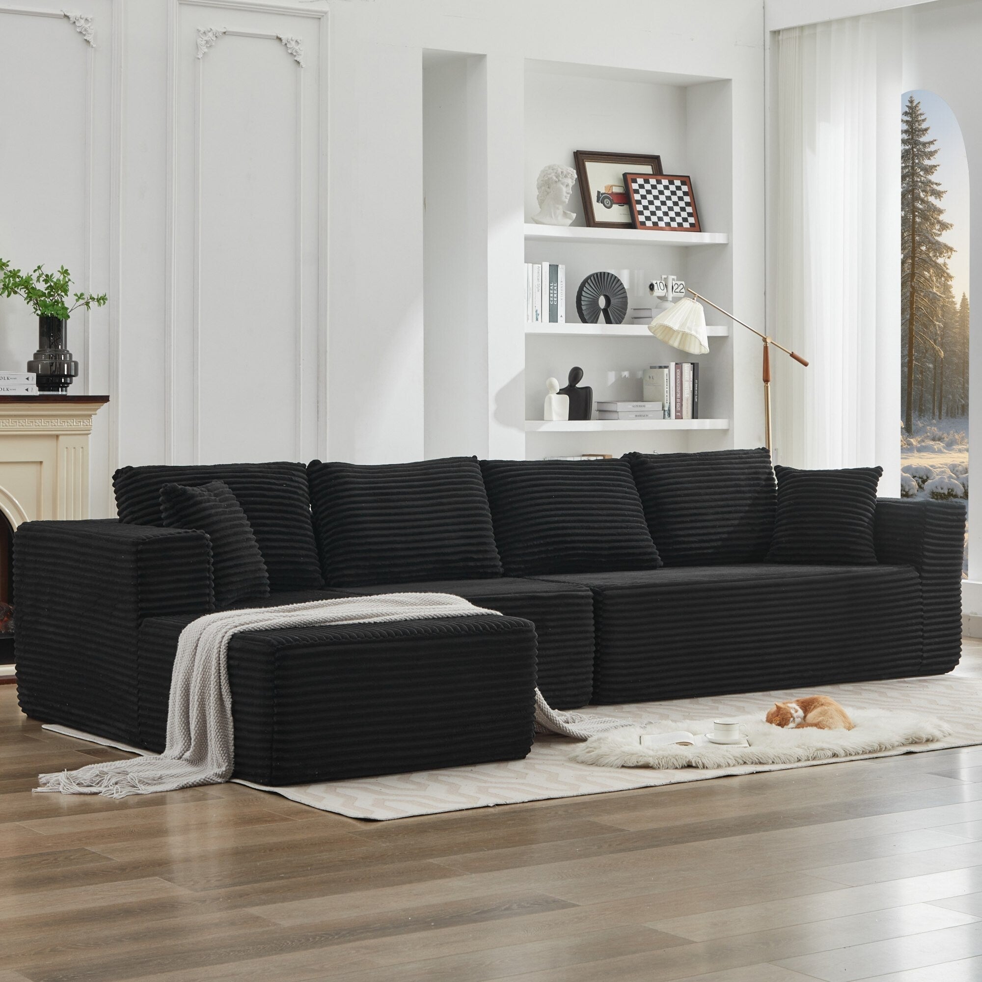 Canapé sectionnel Cloud 106 en L avec méridienne orientée vers la gauche, canapé modulaire moderne à assise profonde pour salon, aucun assemblage requis