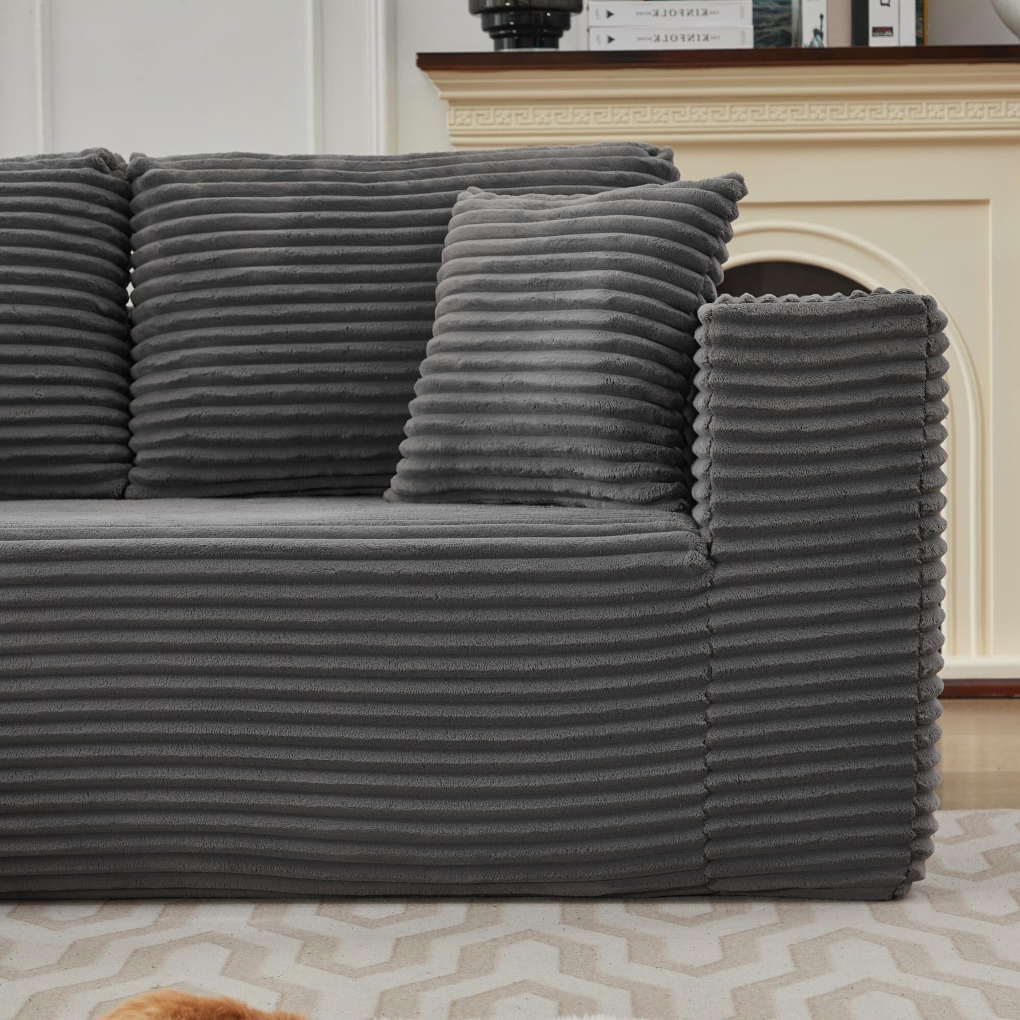 Canapé sectionnel Cloud 106 en L avec méridienne orientée vers la gauche, canapé modulaire moderne à assise profonde pour salon, aucun assemblage requis