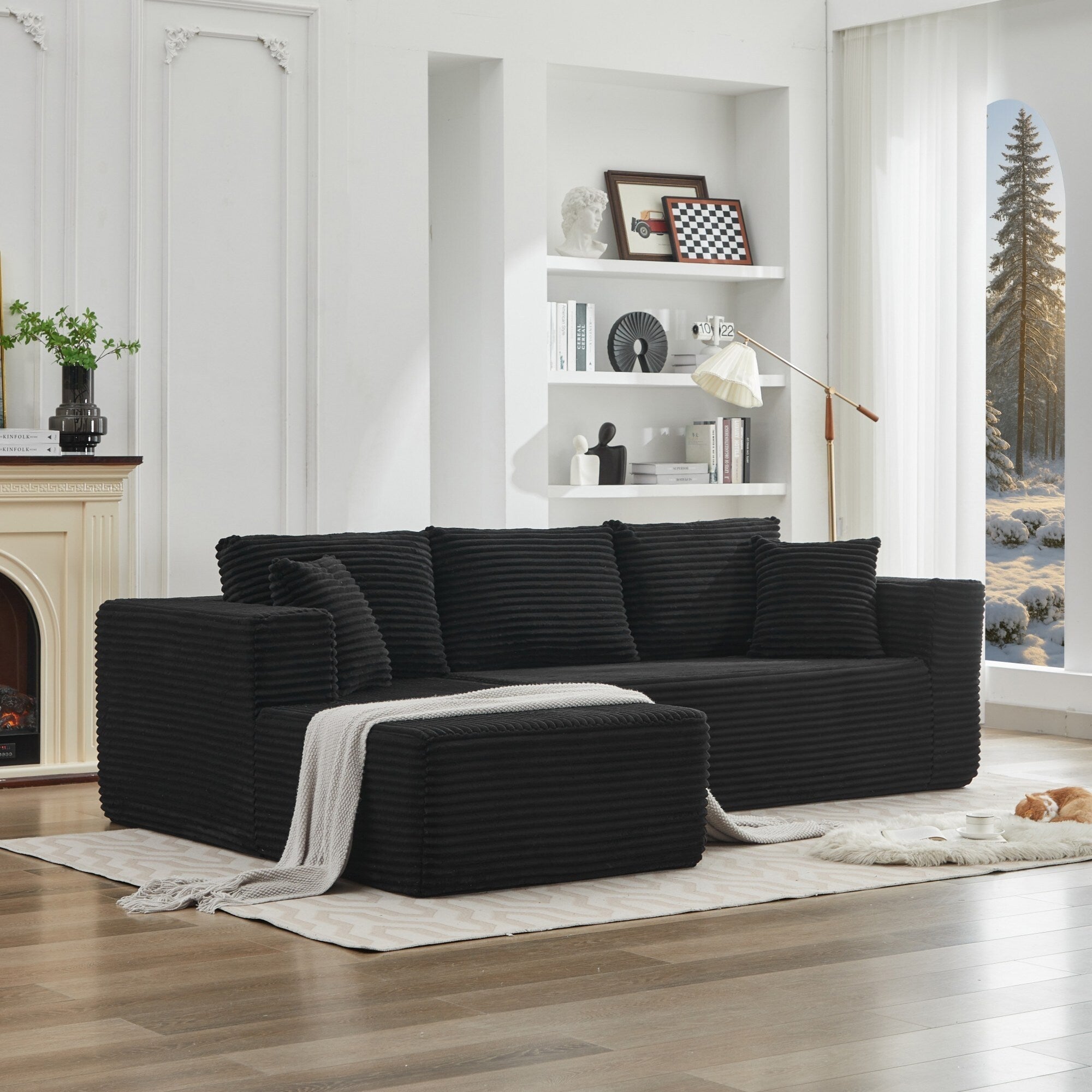 Canapé sectionnel Cloud 106 en L avec méridienne orientée vers la gauche, canapé modulaire moderne à assise profonde pour salon, aucun assemblage requis