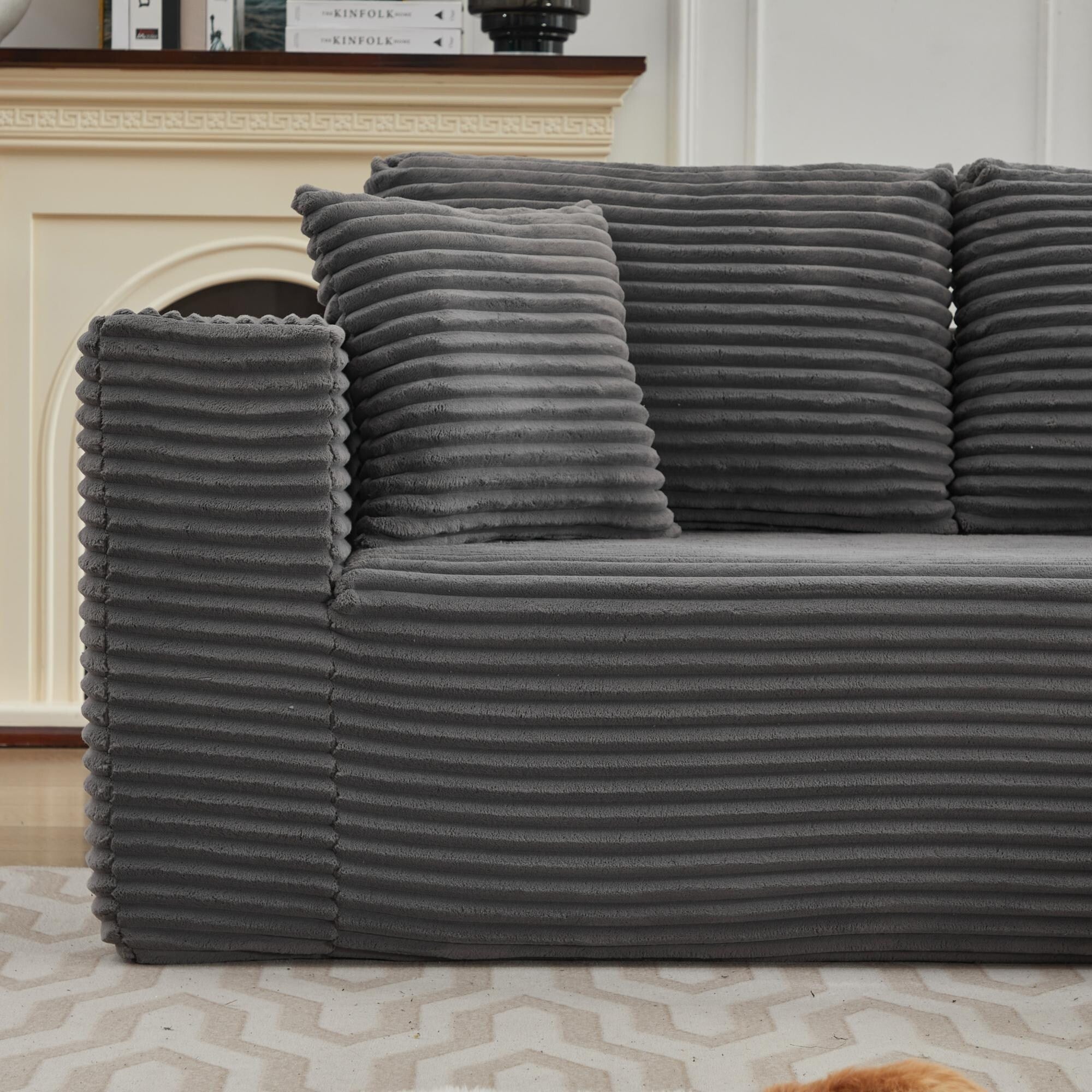 Canapé sectionnel Cloud 106 en L avec méridienne orientée vers la droite, canapé modulaire moderne à assise profonde pour salon, aucun assemblage requis