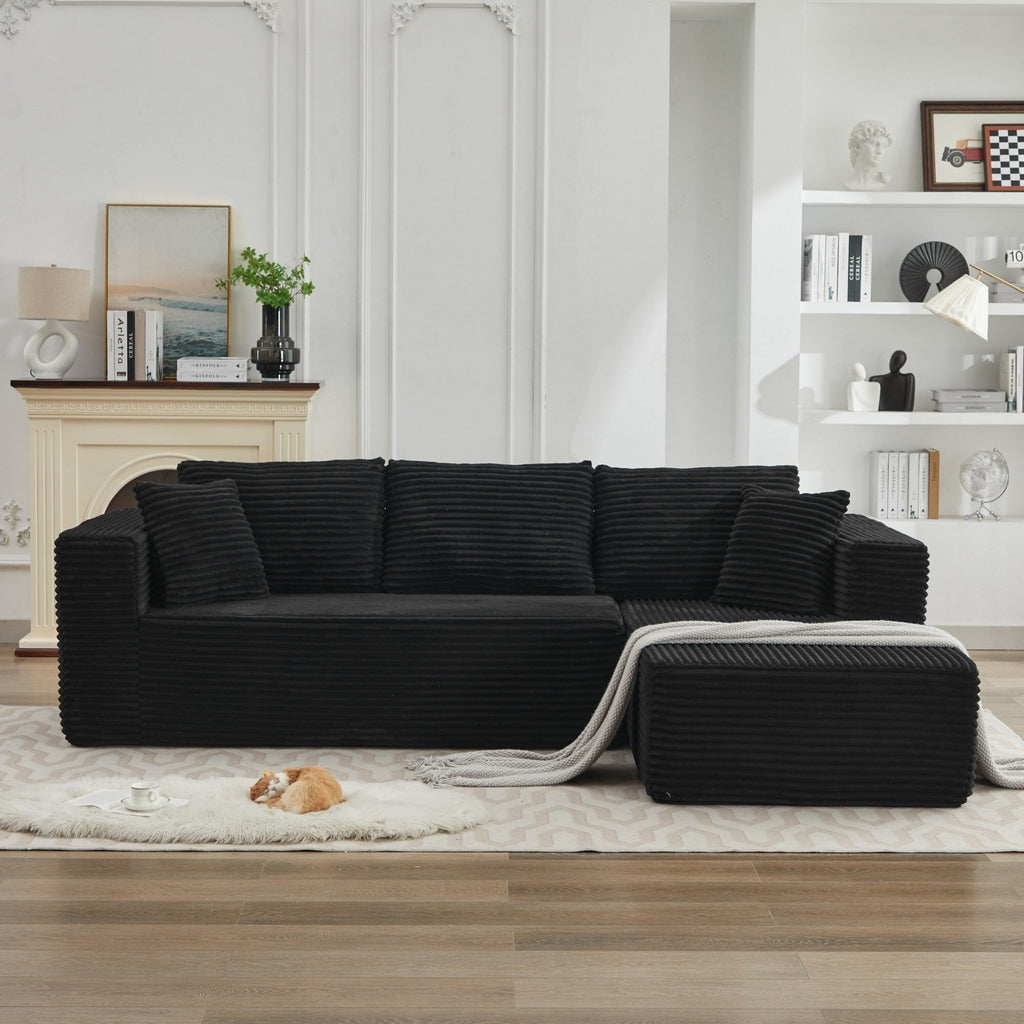 Canapé sectionnel Cloud 106 en L avec méridienne orientée vers la droite, canapé modulaire moderne à assise profonde pour salon, aucun assemblage requis