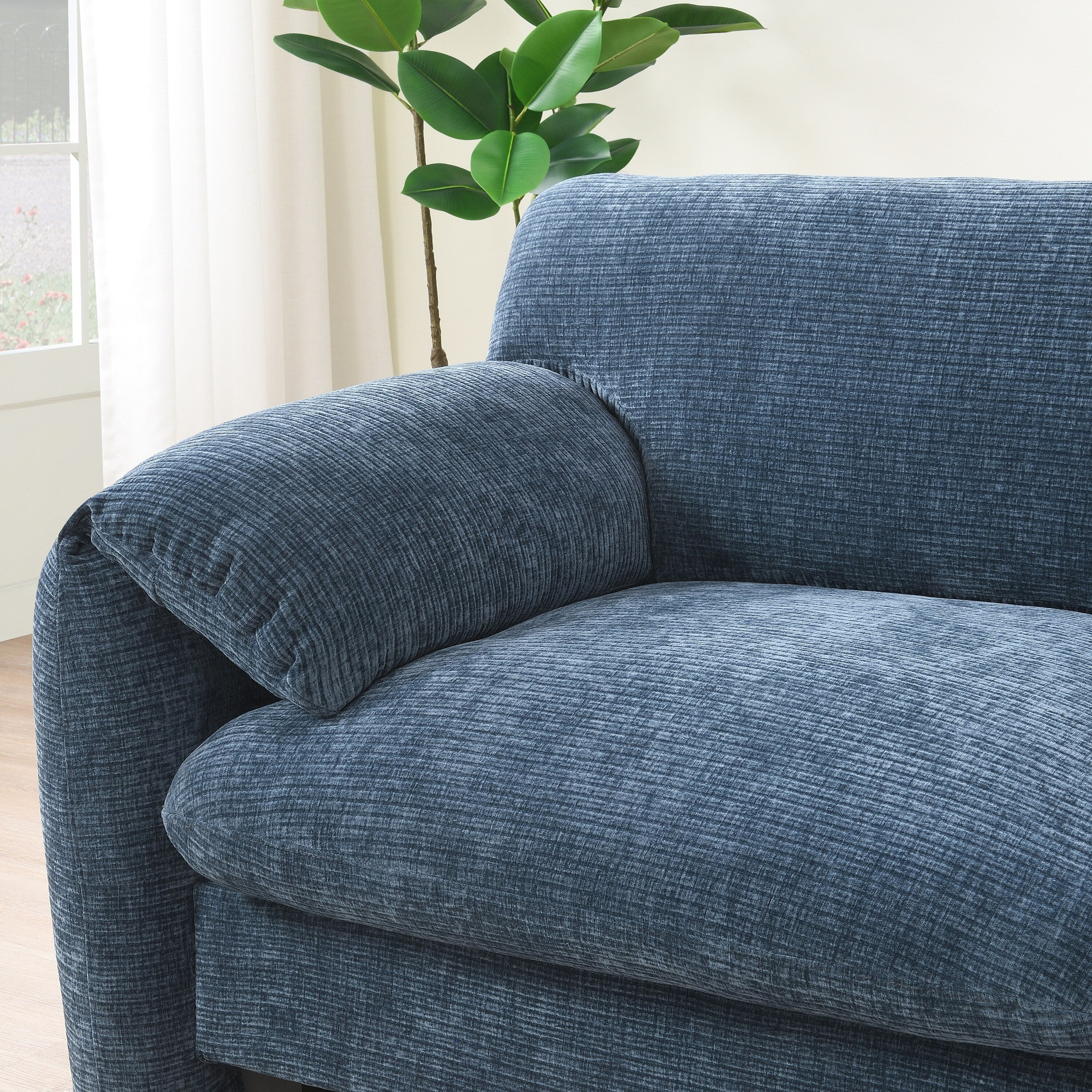 Canapé sectionnel modulaire en chenille de 108 pouces avec ports USB et Type-C, supports de téléphone, poches de rangement latérales et pouf amovible