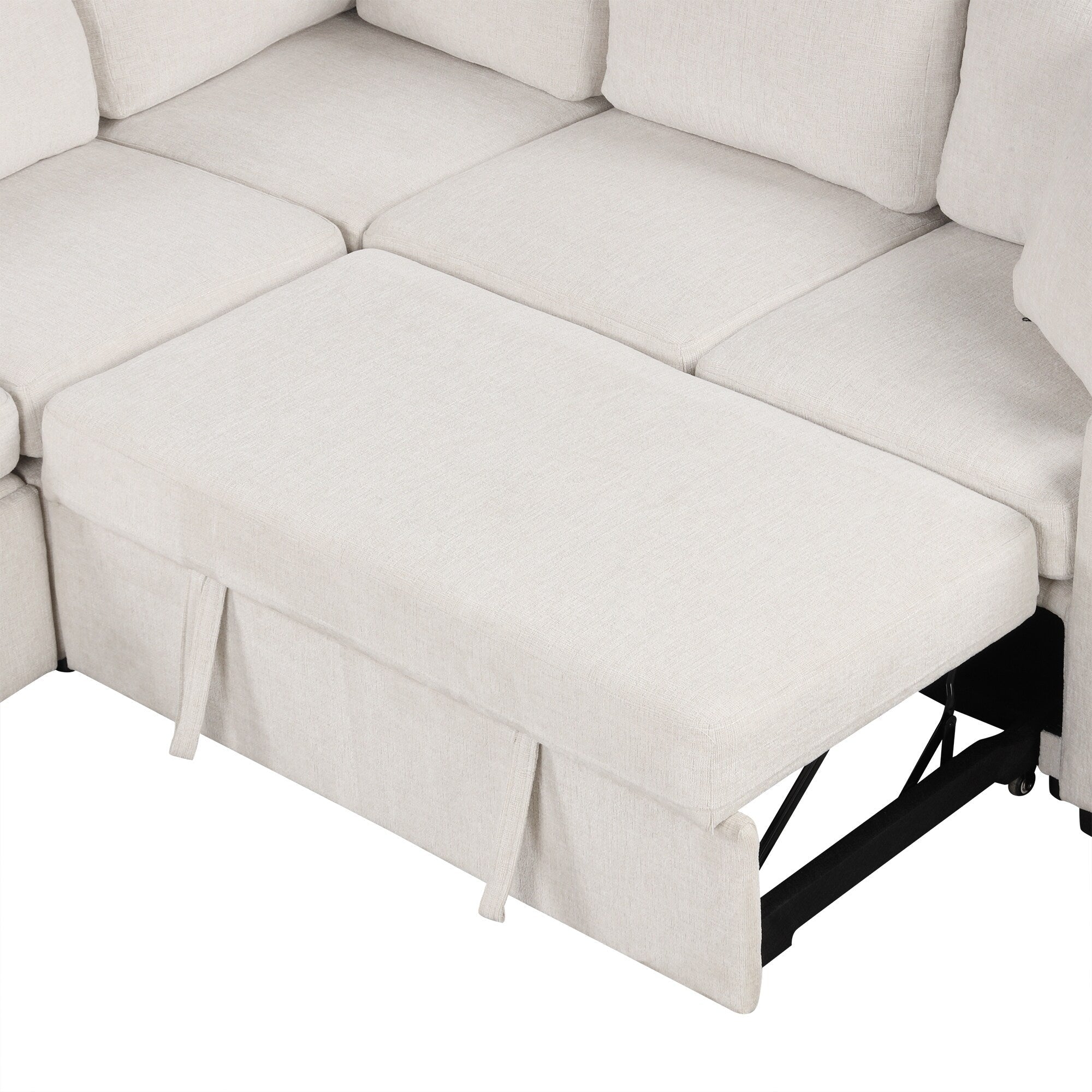 Canapé sectionnel modulaire en U de 108 pouces avec canapé-lit gigogne, ports USB et deux porte-gobelets pour le salon