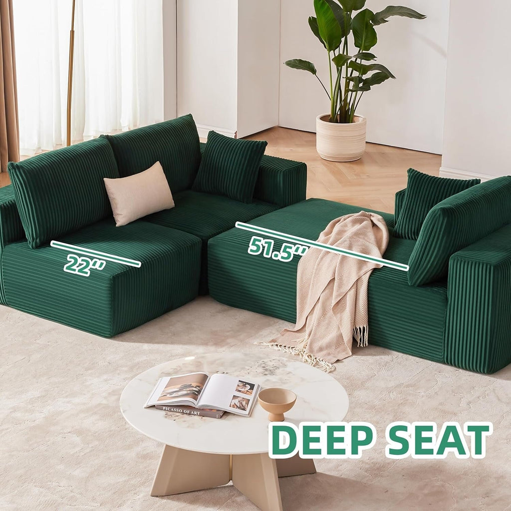 Canapé modulaire Cloud 108 - Canapé en L à assise profonde avec méridienne, canapé de salon et de chambre rembourré
