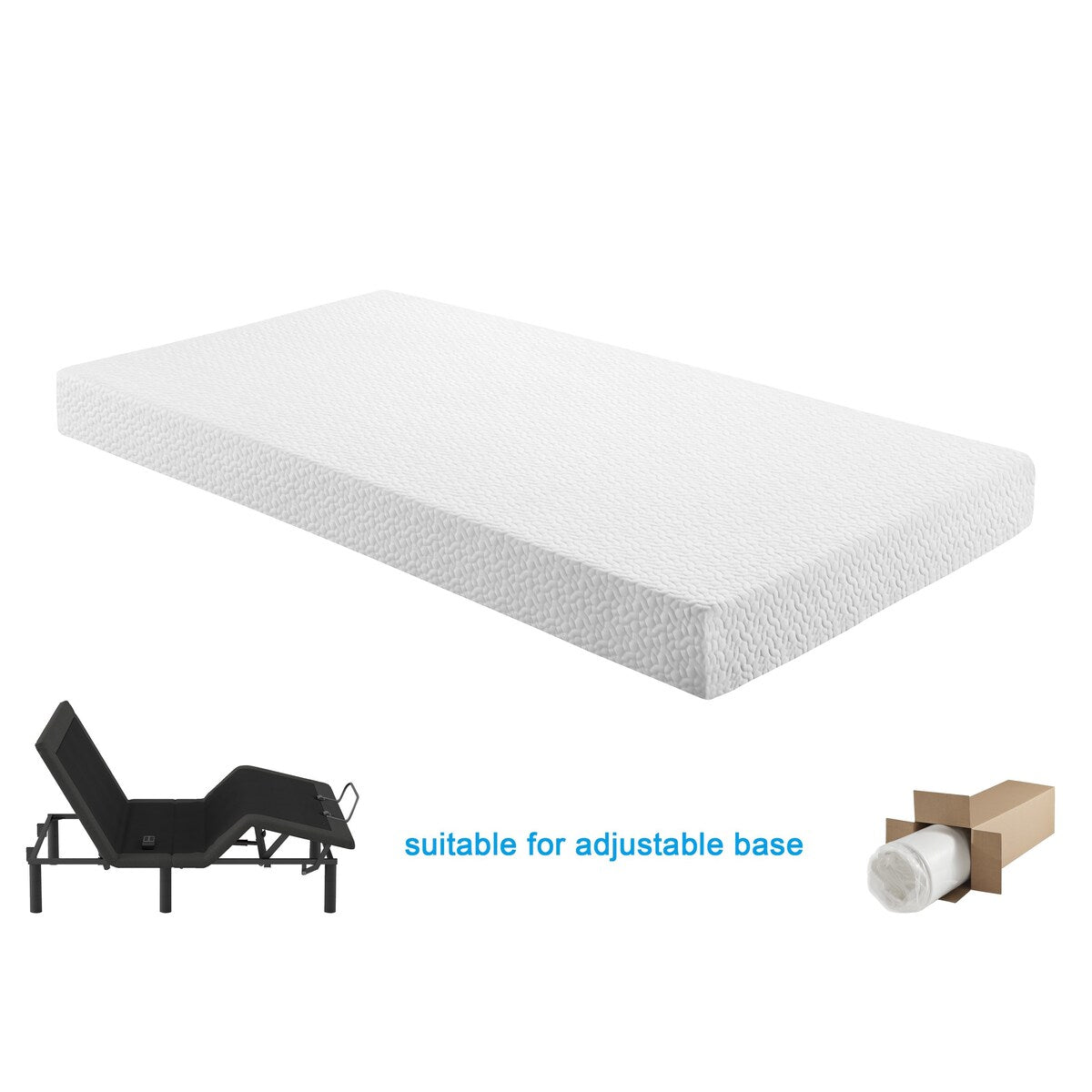 Matelas California King Size respirant en mousse à mémoire de forme Cool Gel, blanc, matelas en boîte, matelas confort