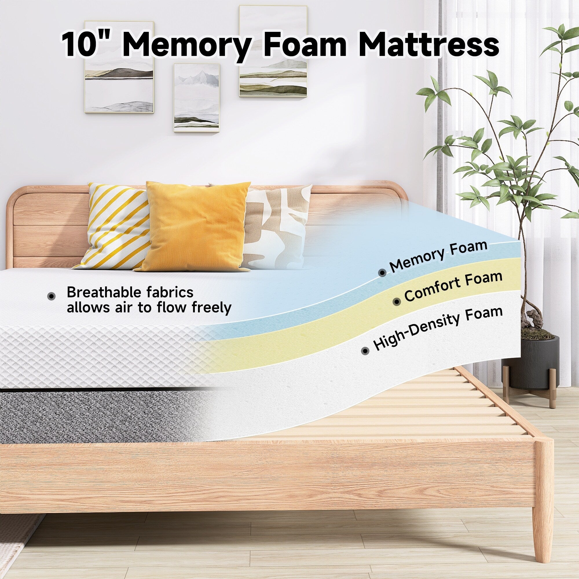 10 matelas en mousse à mémoire de forme moyenne dans une boîte