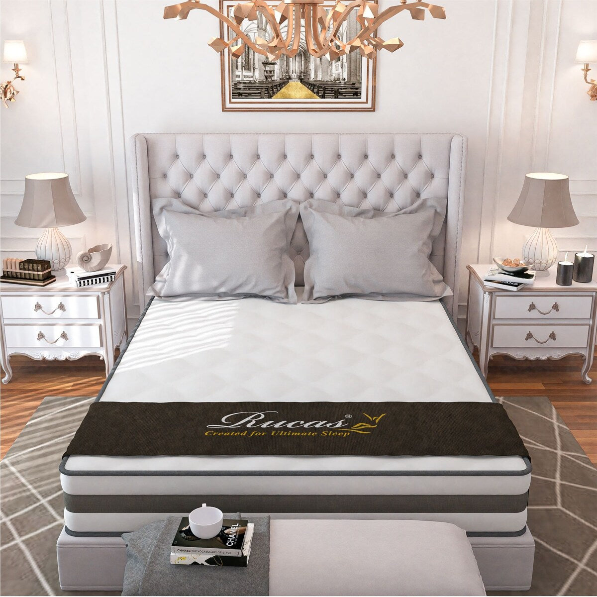Matelas à ressorts ensachés en mousse à mémoire de forme avec gel à plateau serré (10 pièces)