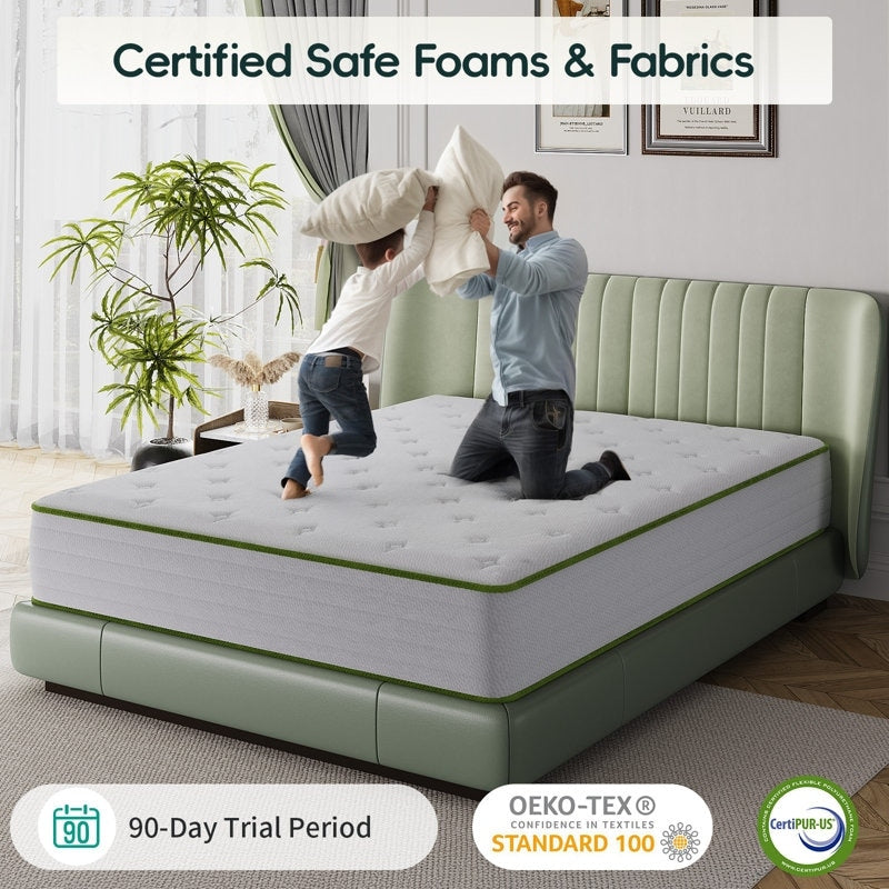 Matelas hybrides en mousse à mémoire de forme rafraîchissante de 10 pouces, confort moelleux, dans une boîte