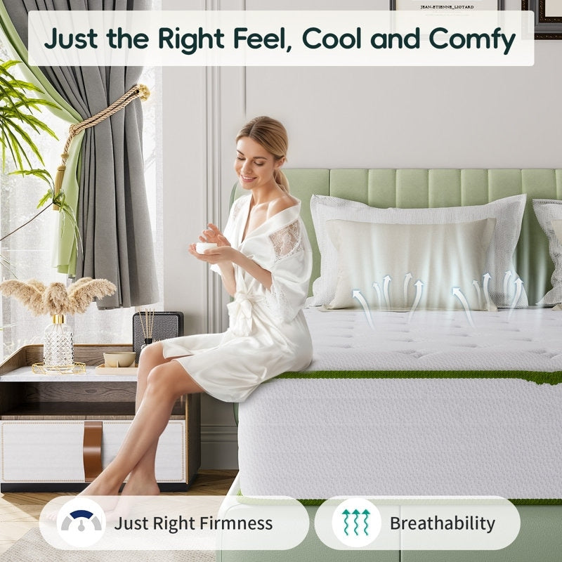 Matelas hybrides en mousse à mémoire de forme rafraîchissante de 10 pouces, confort moelleux, dans une boîte