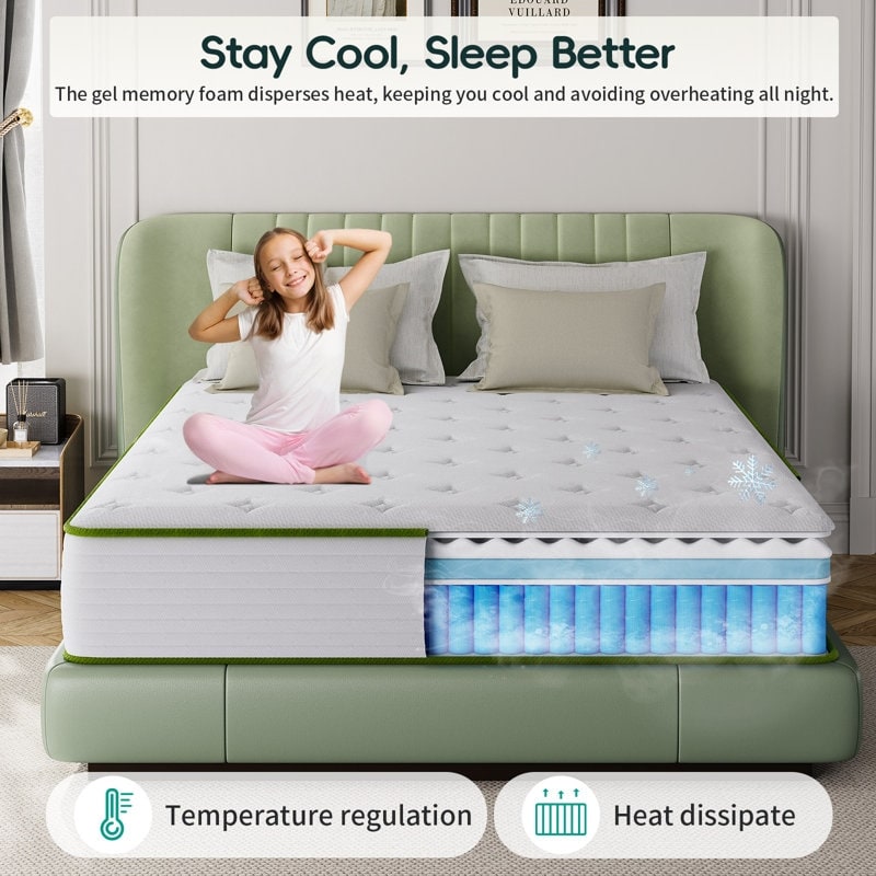 Matelas hybrides en mousse à mémoire de forme rafraîchissante de 10 pouces, confort moelleux, dans une boîte
