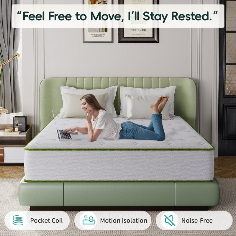 Matelas hybrides en mousse à mémoire de forme rafraîchissante de 10 pouces, confort moelleux, dans une boîte