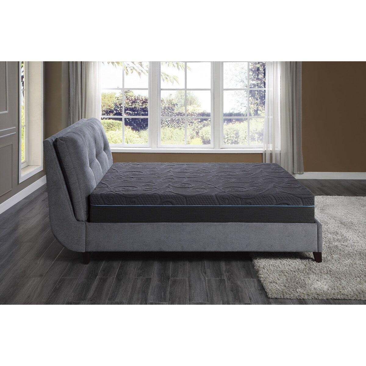 Matelas hybride California King Bed 11 pouces en mousse à mémoire de forme infusée de gel, gris foncé, matelas dans une boîte