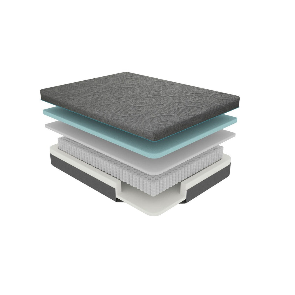 Matelas hybride California King Bed 11 pouces en mousse à mémoire de forme infusée de gel, gris foncé, matelas dans une boîte