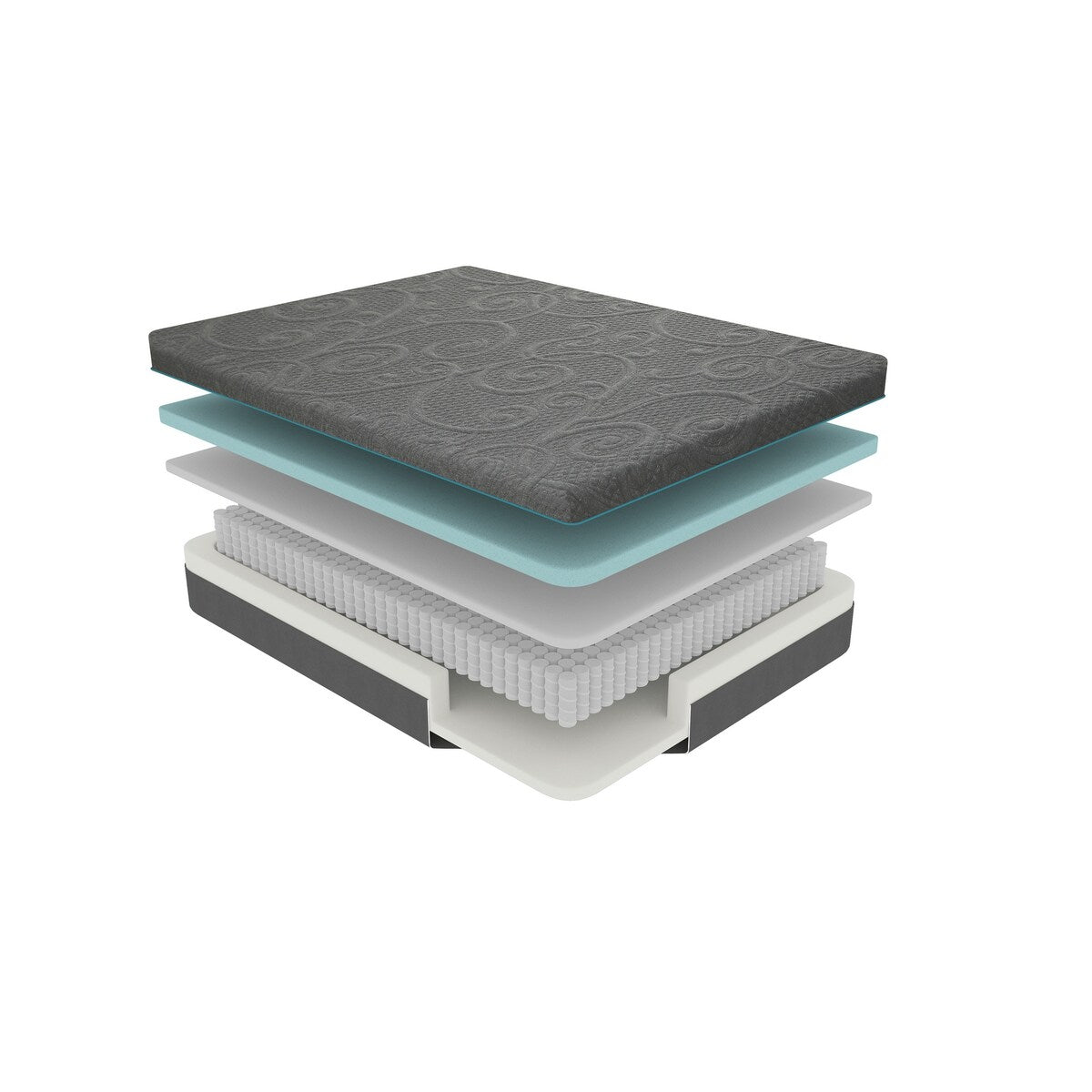 Matelas hybride California King Bed 11 pouces en mousse à mémoire de forme infusée de gel, gris foncé, matelas dans une boîte