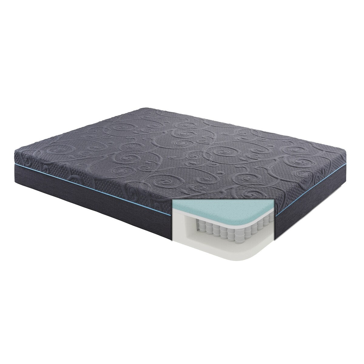 Matelas hybride California King Bed 11 pouces en mousse à mémoire de forme infusée de gel, gris foncé, matelas dans une boîte