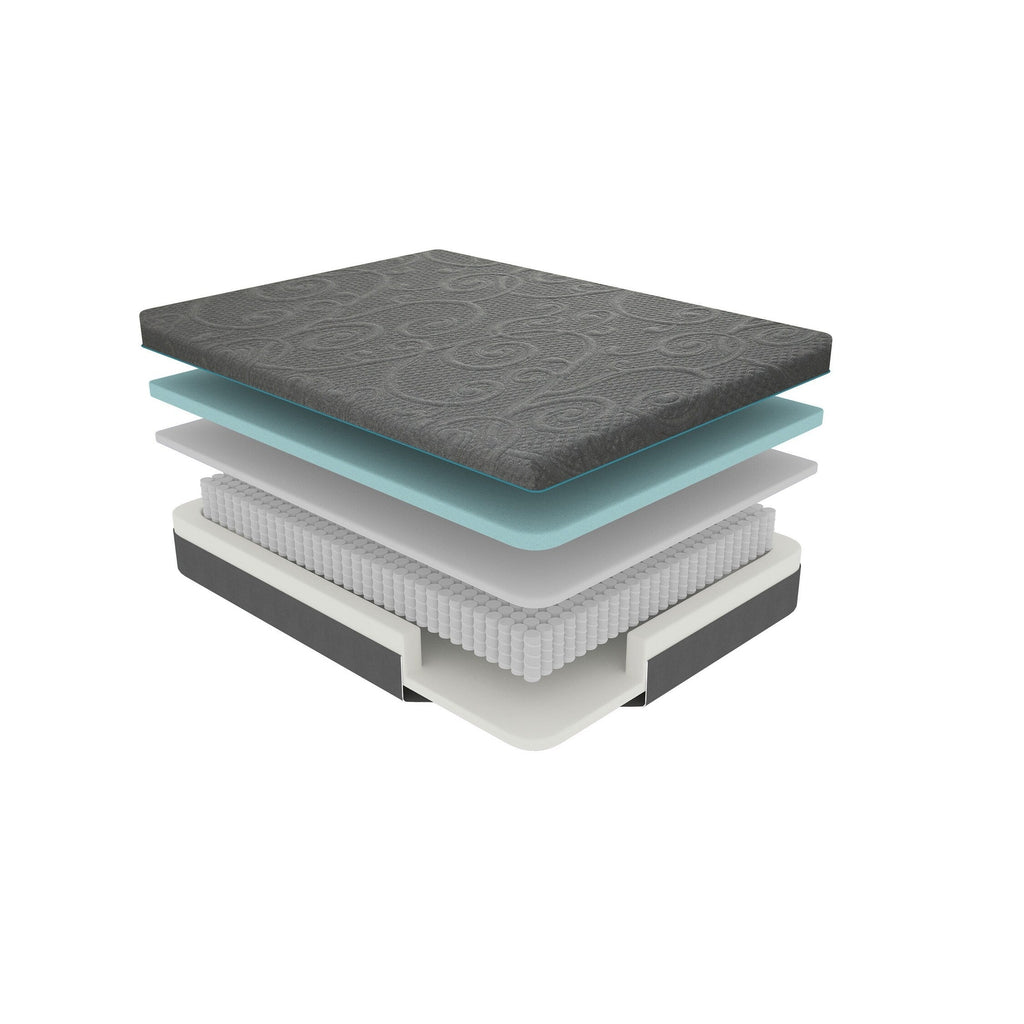 Matelas hybride en mousse à mémoire de forme infusée de gel Eastern King Bed de 11 pouces, gris foncé, matelas dans une boîte