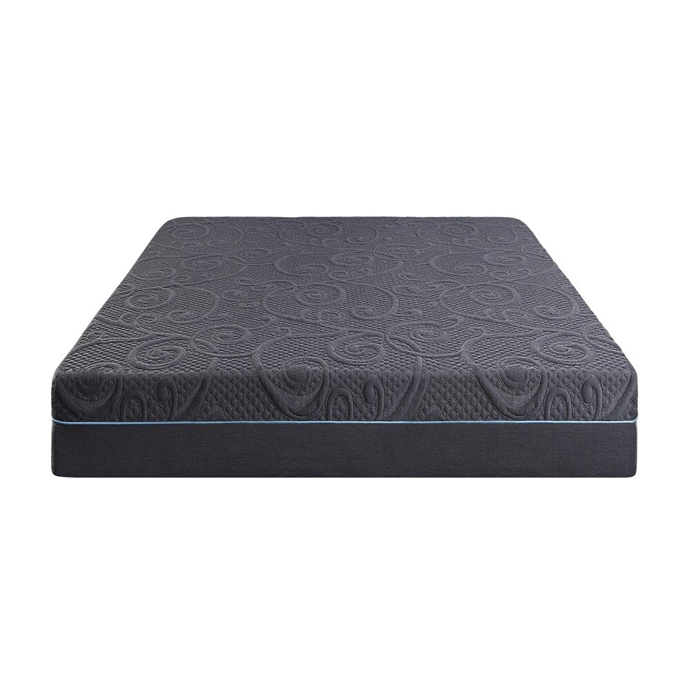 Matelas hybride en mousse à mémoire de forme infusée de gel, 11 pouces, gris foncé, matelas dans une boîte