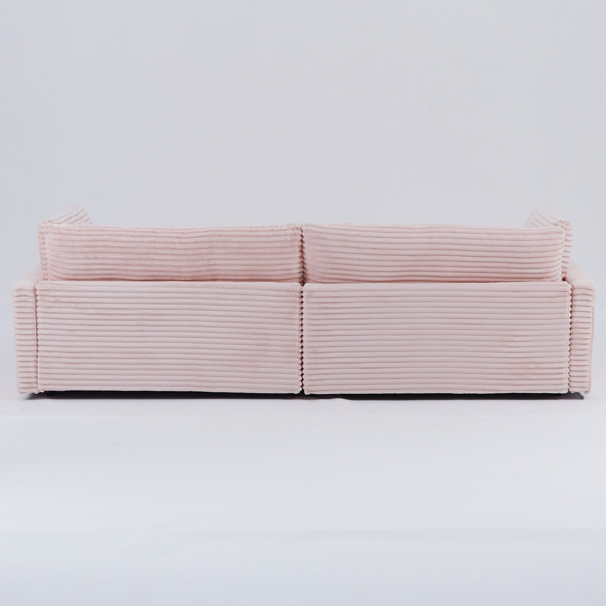 Canapé en velours côtelé noir de 112 pouces : deux coussins décoratifs, quatre dossiers, ouvrant un nouveau style pour l'espace décontracté du salon