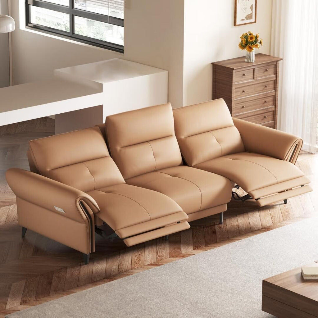 Canapé inclinable électrique en cuir végétalien de 112,5 pouces avec port de chargement USB
