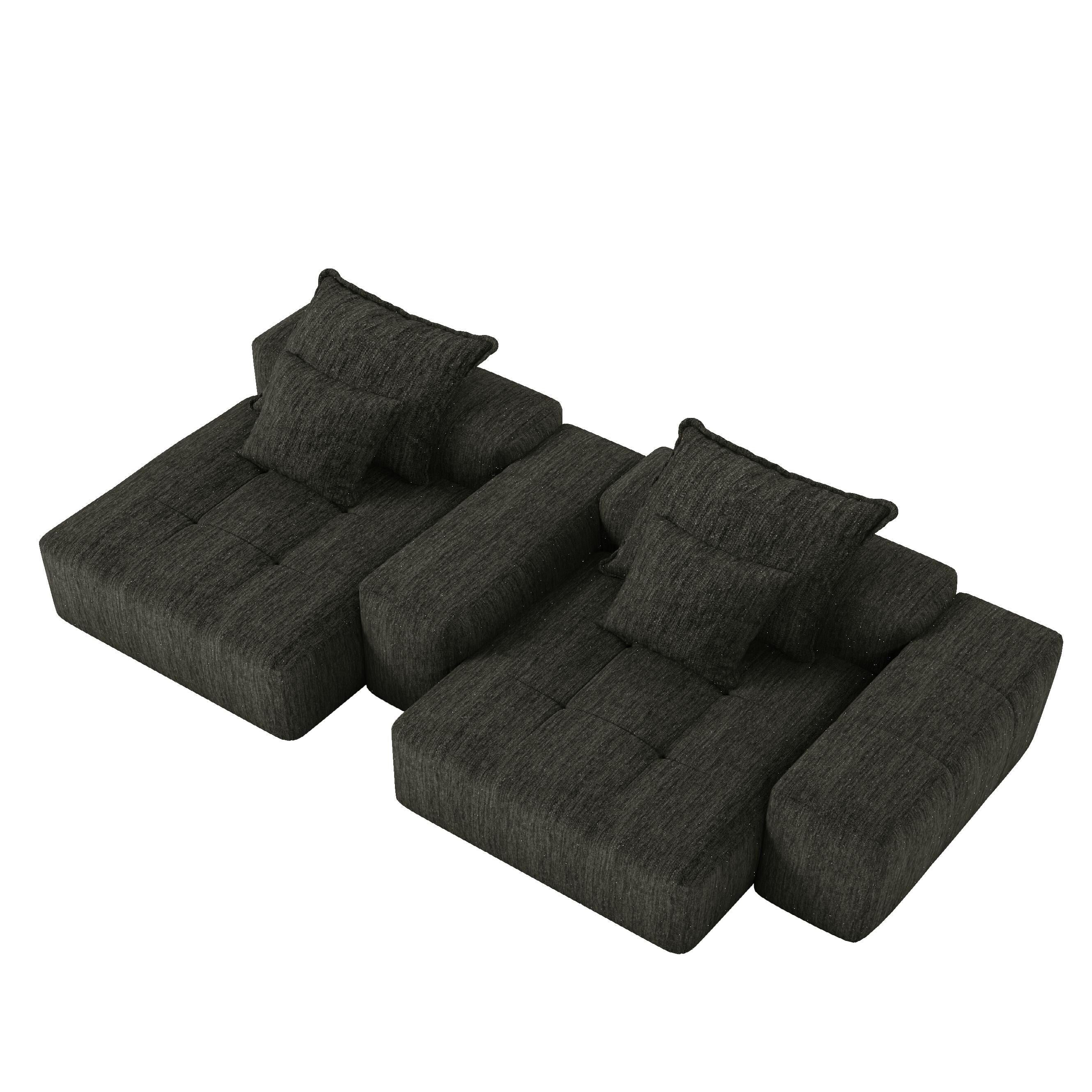 Canapé modulaire 4 places en chenille, capitonné et scintillant, base antidérapante, 113,39 $