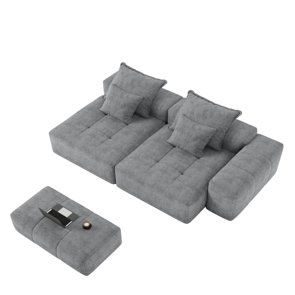 Canapé modulaire 4 places en chenille, capitonné et scintillant, base antidérapante, 113,39 $