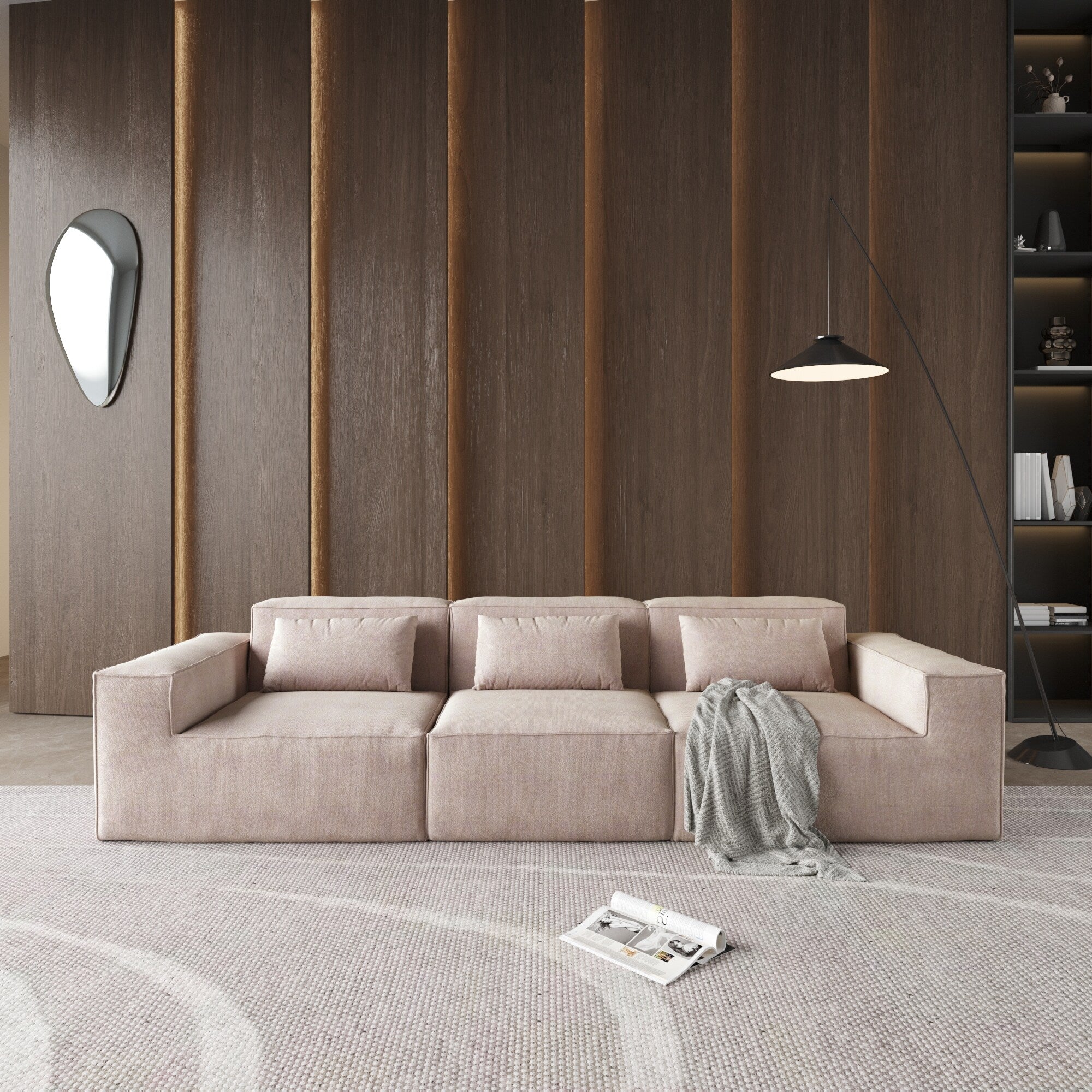 Canapé sectionnel modulaire 118, grand canapé nuage 3 places, canapés modernes et confortables en velours côtelé