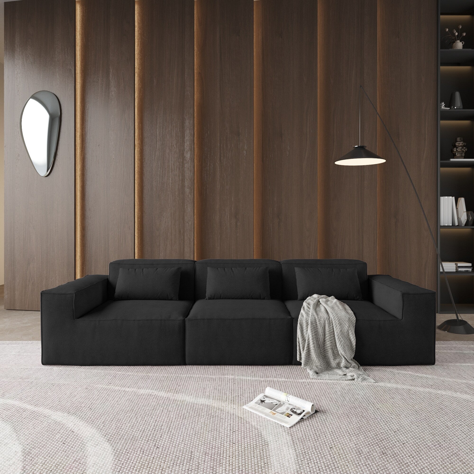 Canapé sectionnel modulaire 118, grand canapé nuage 3 places, canapés modernes et confortables en velours côtelé