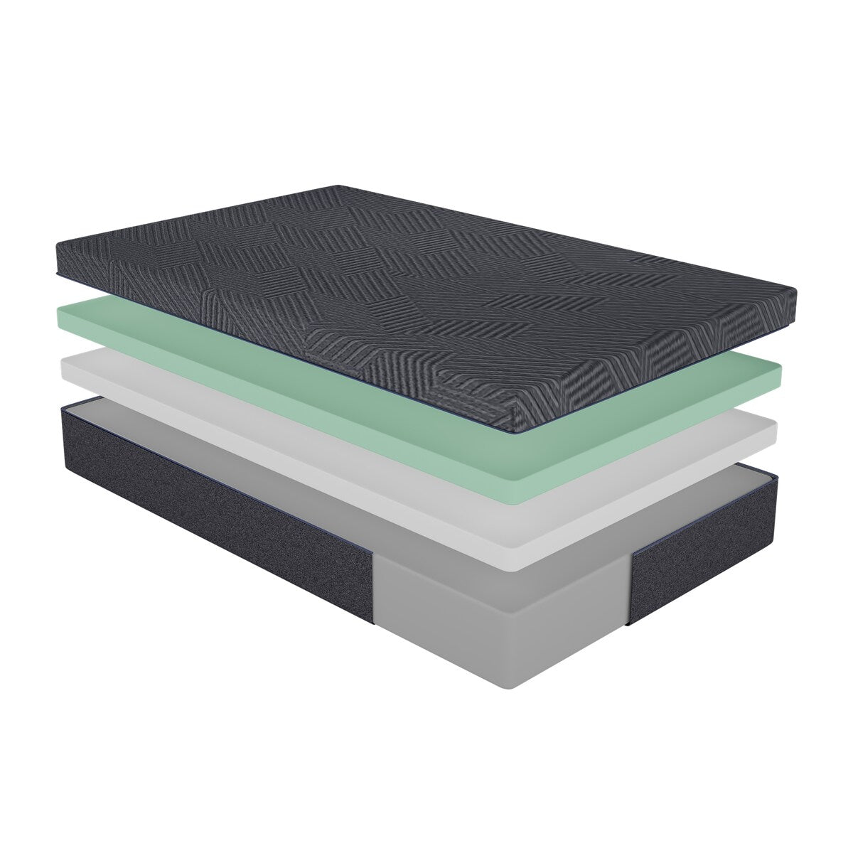 Matelas double 11 pouces en mousse à mémoire de forme infusée de gel au thé vert, gris, dans une boîte