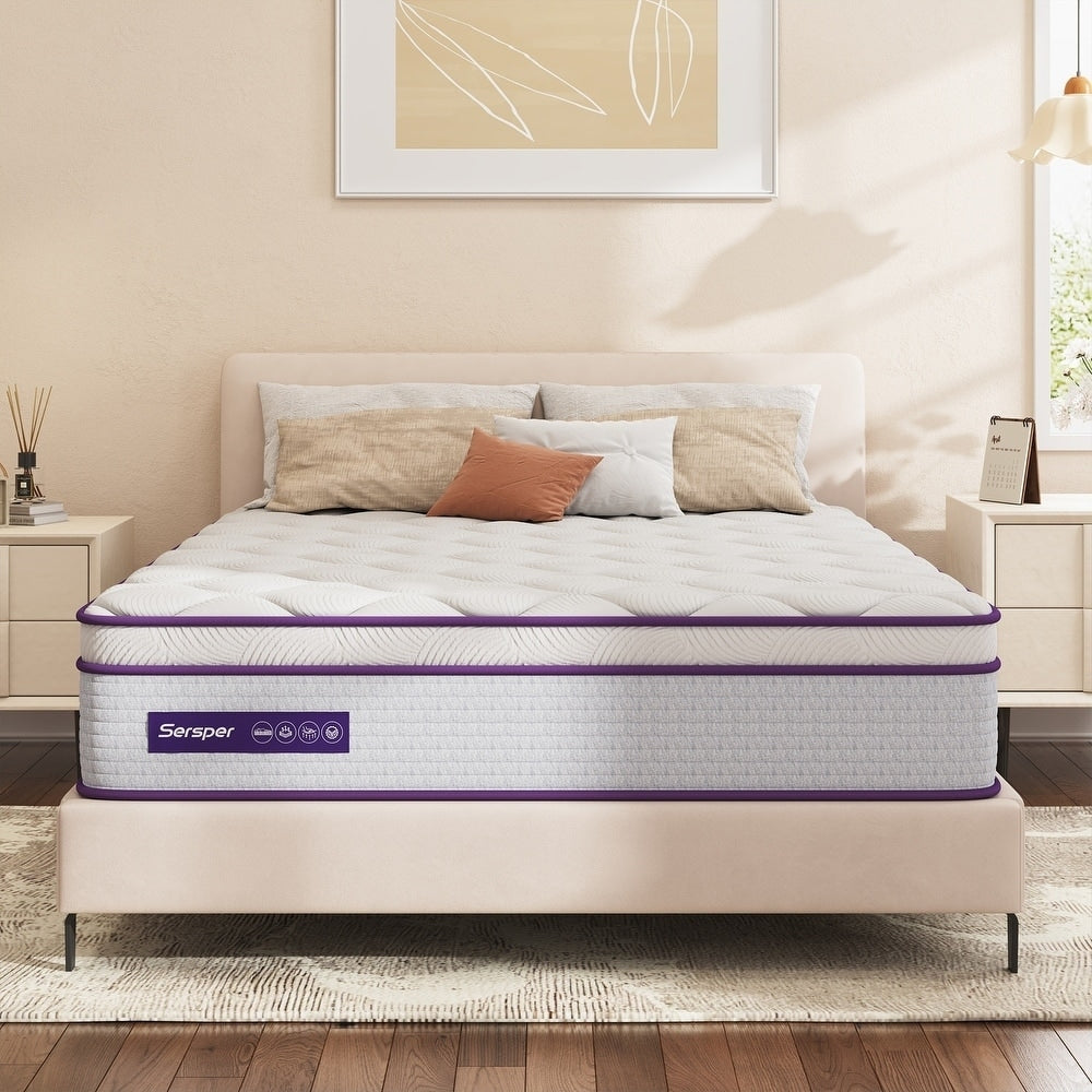 Matelas hybride Eruo Top de 12 pouces avec mousse à mémoire de forme et ressorts ensachés, matelas dans une boîte