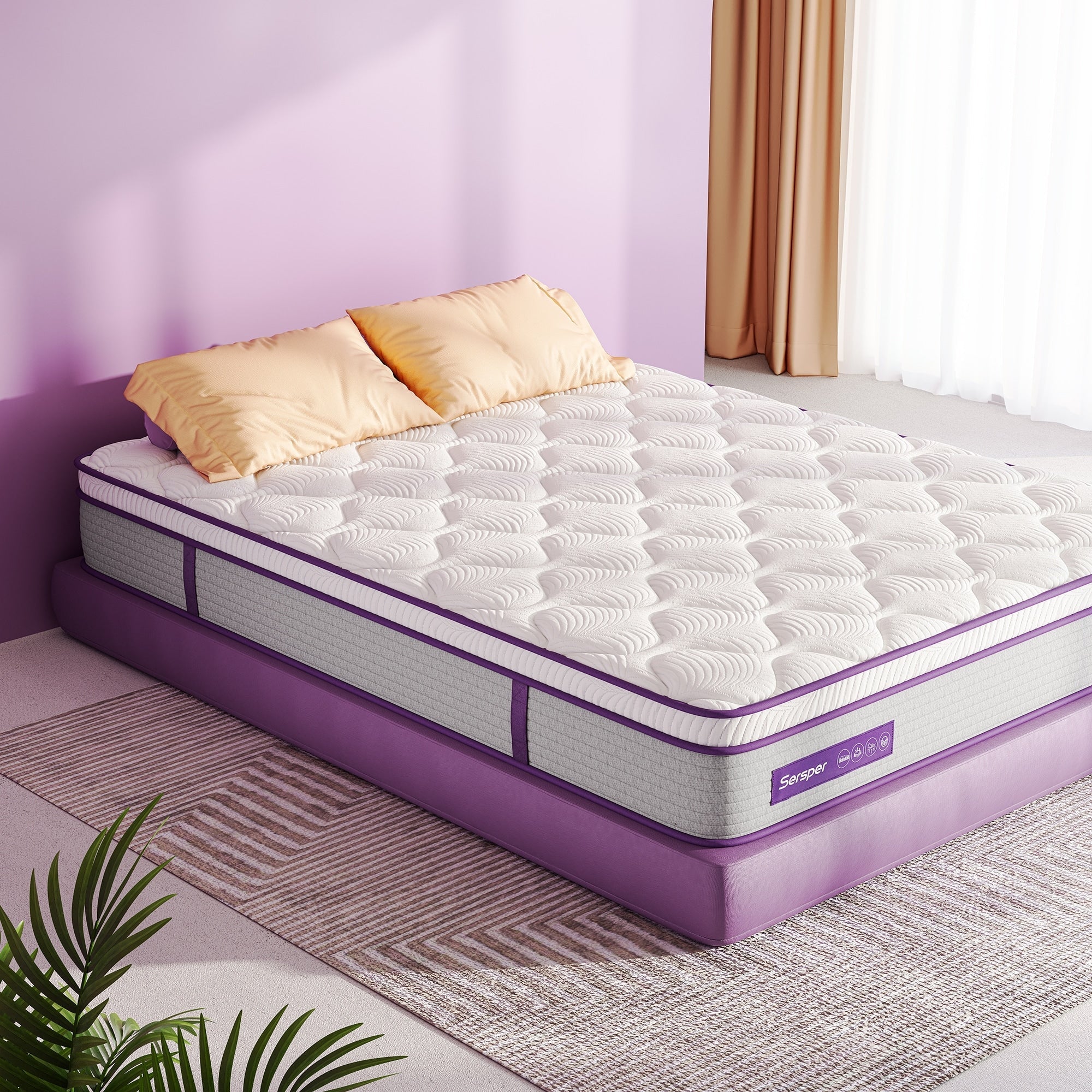 Matelas hybride Eruo Top de 12 pouces avec mousse à mémoire de forme et ressorts ensachés, matelas dans une boîte