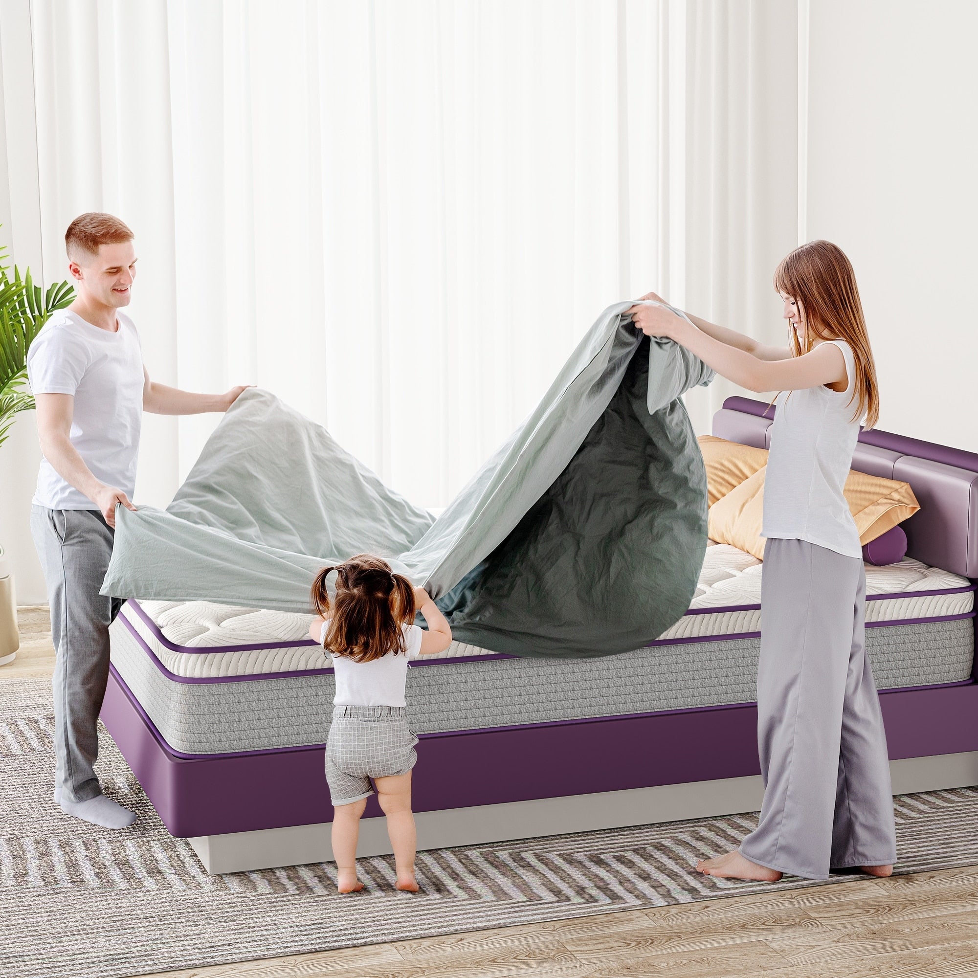 Matelas hybride Eruo Top de 12 pouces avec mousse à mémoire de forme et ressorts ensachés, matelas dans une boîte