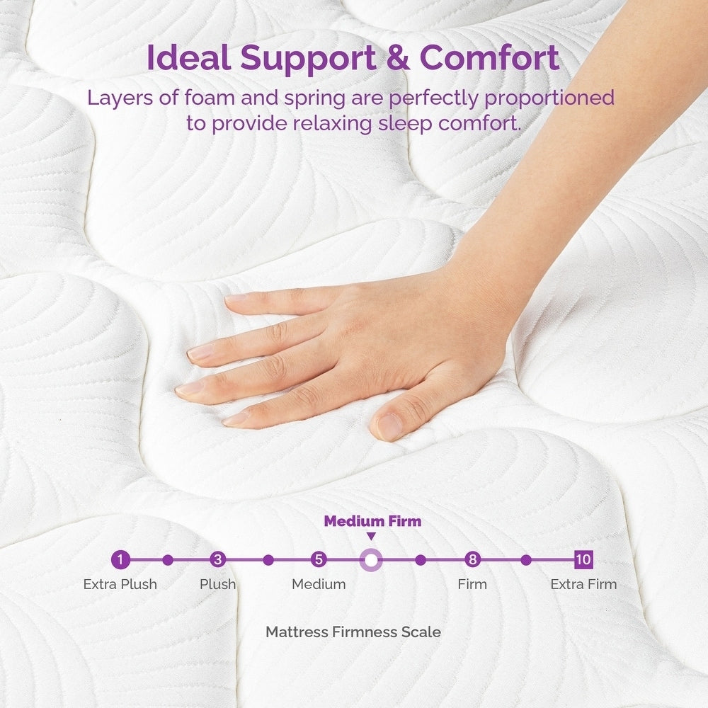 Matelas hybride Eruo Top de 12 pouces avec mousse à mémoire de forme et ressorts ensachés, matelas dans une boîte