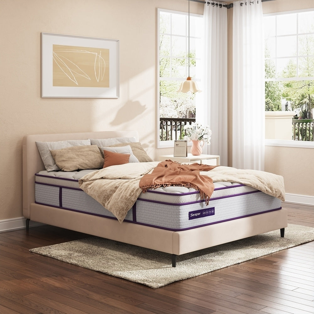 Matelas hybride Eruo Top de 12 pouces avec mousse à mémoire de forme et ressorts ensachés, matelas dans une boîte