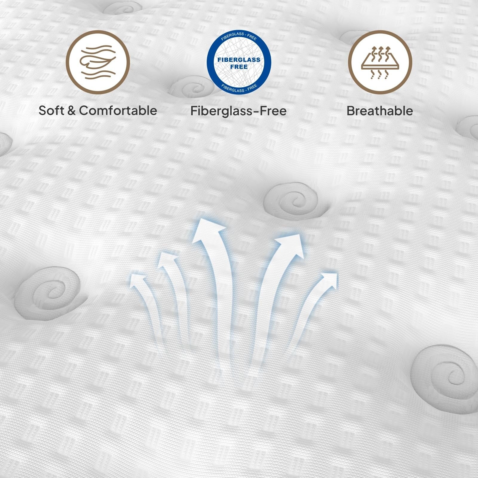 Matelas hybride à ressorts de 12 pouces avec mousse à mémoire de forme et gel, sans fibre de verre, moelleux moyen, certifié CertiPUR-US