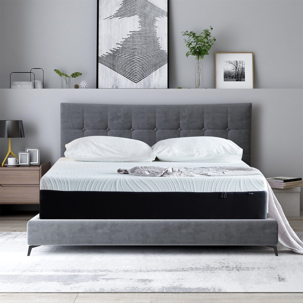 Matelas en mousse à mémoire de forme avec gel de 12 pouces (double) - Matelas rafraîchissant moelleux moyen