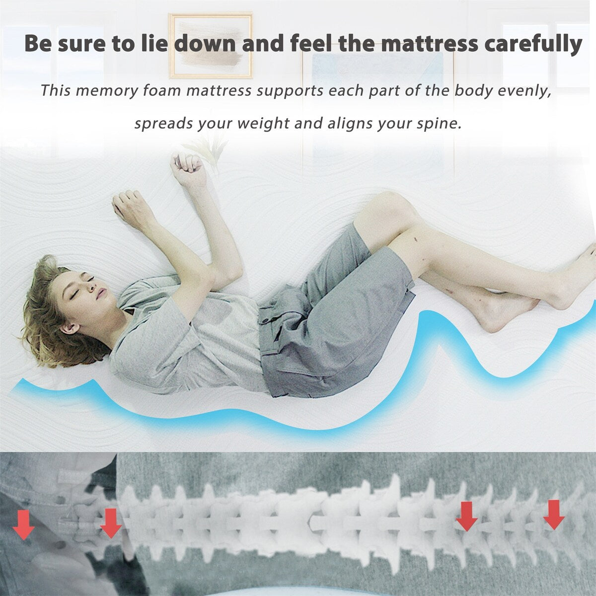 Matelas en mousse à mémoire de forme avec gel de 12 pouces (double) - Matelas rafraîchissant moelleux moyen
