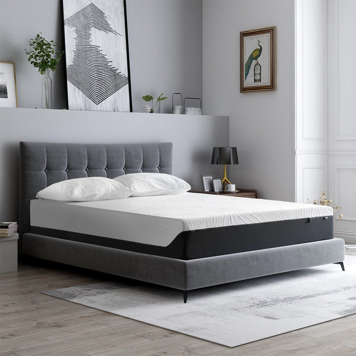 Matelas en mousse à mémoire de forme avec gel de 12 pouces (double) - Matelas rafraîchissant moelleux moyen