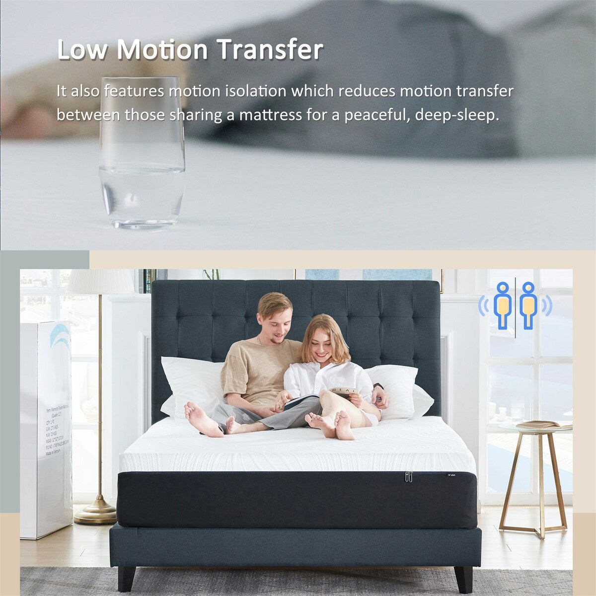 Matelas en mousse à mémoire de forme avec gel de 12 pouces (double) - Matelas rafraîchissant moelleux moyen