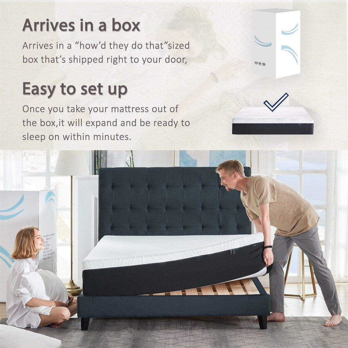 Matelas en mousse à mémoire de forme avec gel de 12 pouces (double) - Matelas rafraîchissant moelleux moyen
