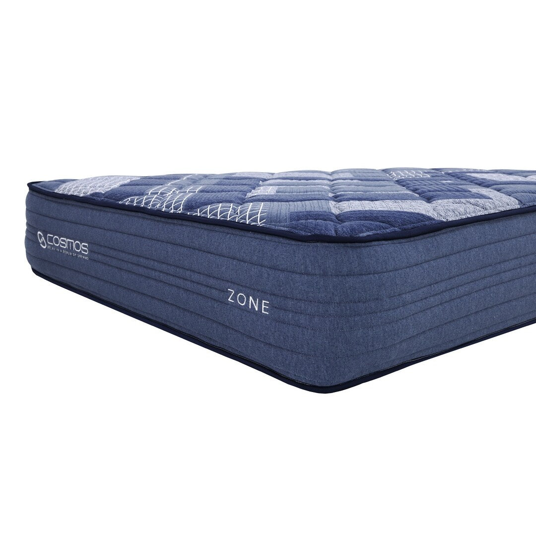 Matelas King Size 12 pouces à ressorts ensachés en mousse à mémoire de forme bleu multicolore, dans une boîte