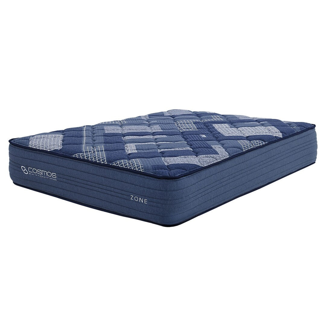 Matelas King Size 12 pouces à ressorts ensachés en mousse à mémoire de forme bleu multicolore, dans une boîte