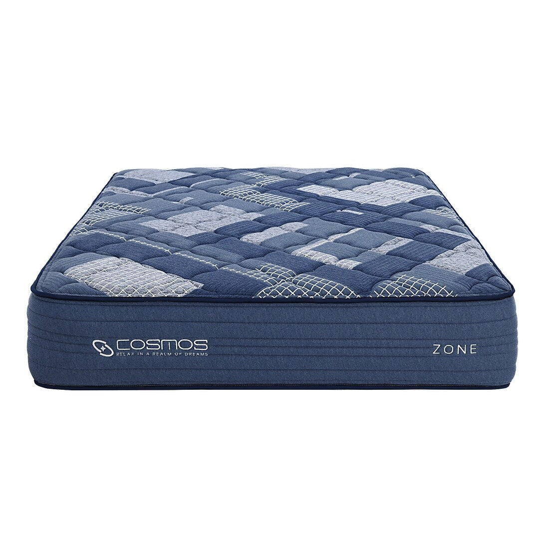 Matelas King Size 12 pouces à ressorts ensachés en mousse à mémoire de forme bleu multicolore, dans une boîte