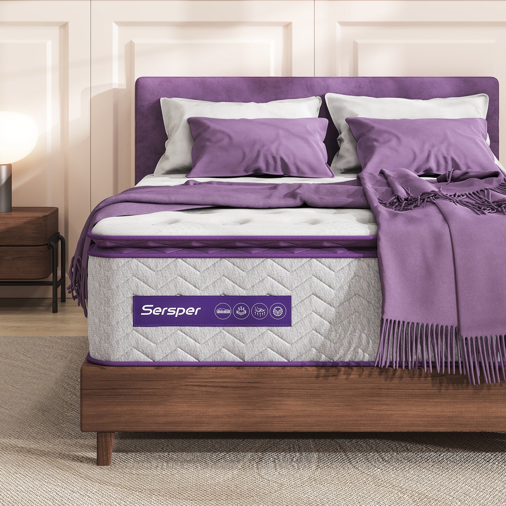 12 Inch Queen and King Memory Foam Hybrid Pillow Top- 5-Zone Pocket Innersprings Motion Isolation
