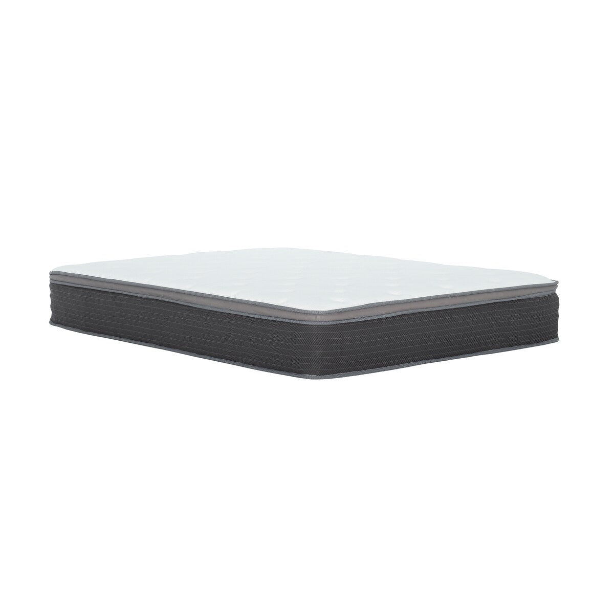 Matelas hybride à ressorts ensachés King Size de 12 po, matelas moelleux en mousse viscoélastique avec plateau Euro, blanc/gris