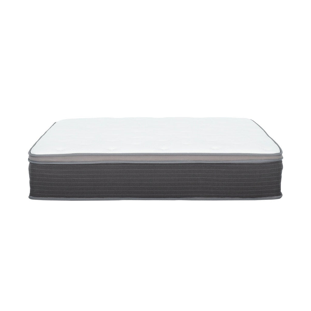 Matelas hybride à ressorts ensachés King Size de 12 po, matelas moelleux en mousse viscoélastique avec plateau Euro, blanc/gris
