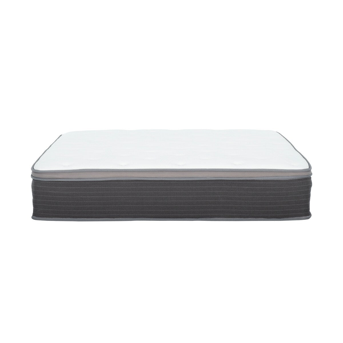 Matelas hybride à ressorts ensachés King Size de 12 po, matelas moelleux en mousse viscoélastique avec plateau Euro, blanc/gris