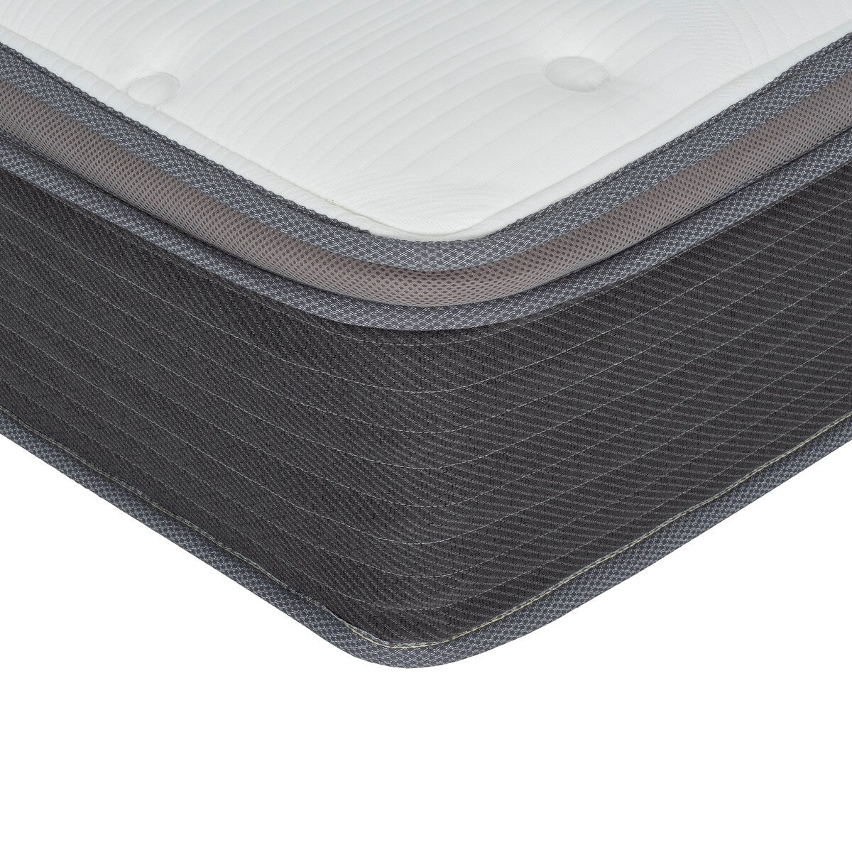 Matelas hybride à ressorts ensachés King Size de 12 po, matelas moelleux en mousse viscoélastique avec plateau Euro, blanc/gris