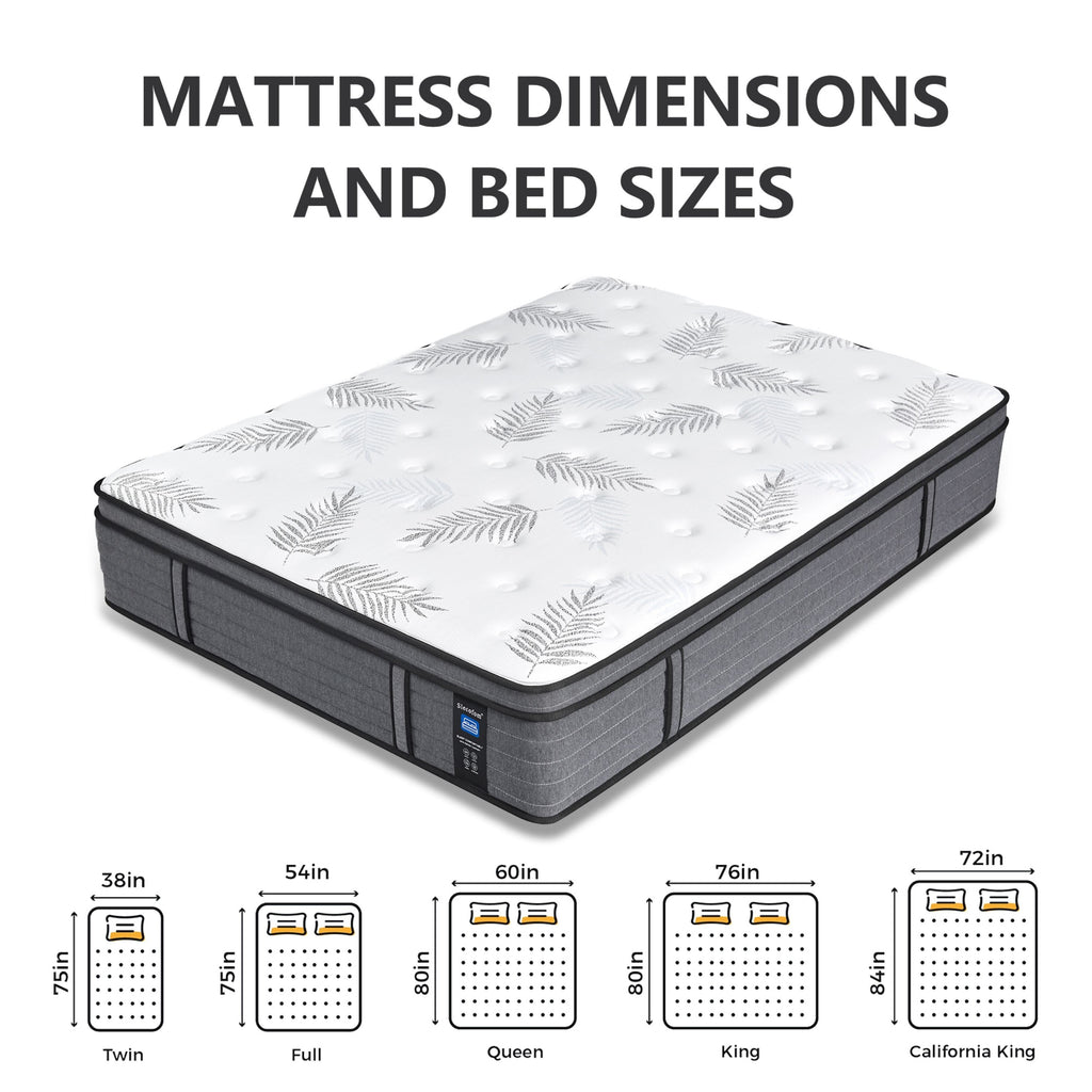 Matelas hybride en mousse à mémoire de forme ferme Euro Top de 12 pouces
