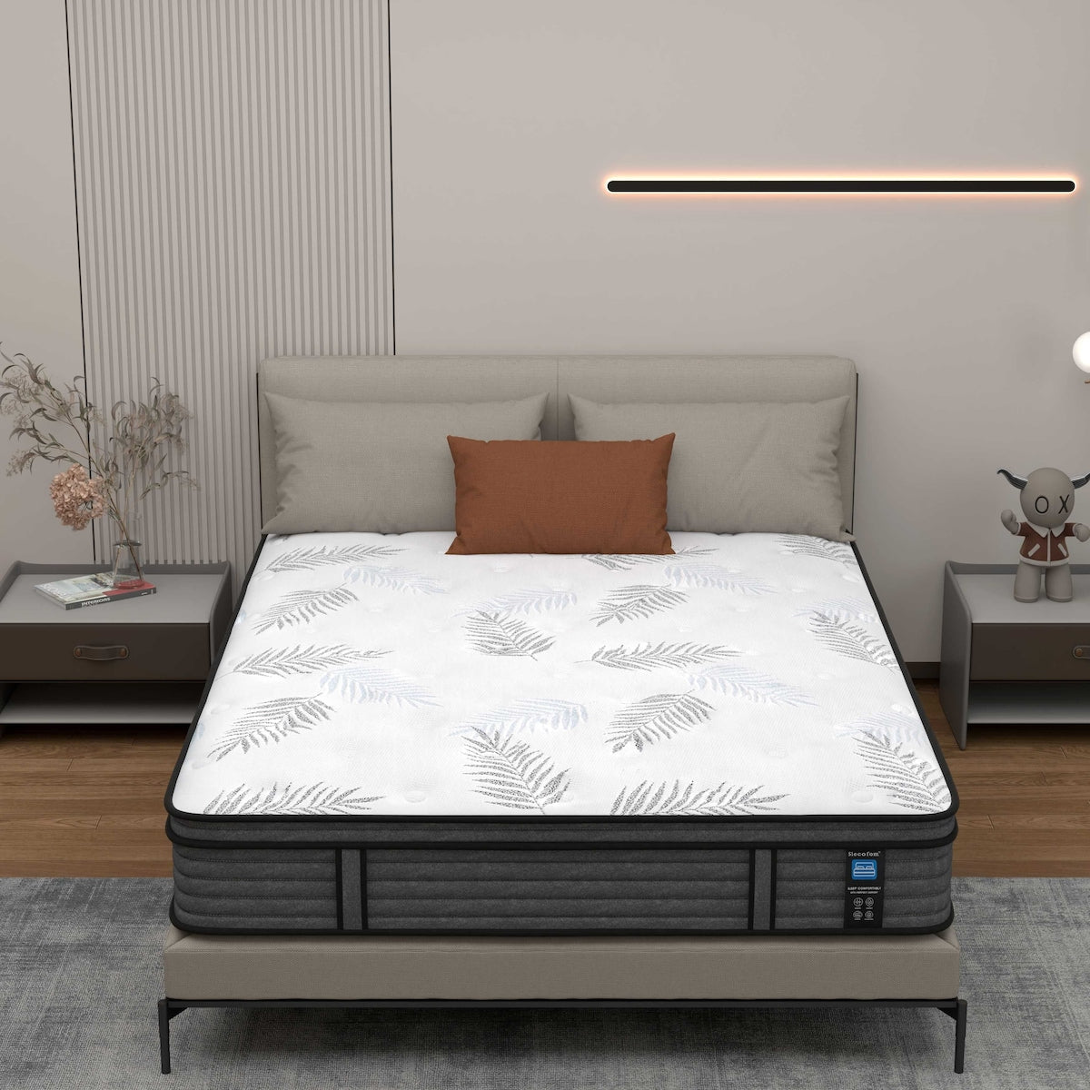 Matelas hybride en mousse à mémoire de forme ferme Euro Top de 12 pouces